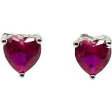 Ruby Jewellery Ruby Heart Sterling Silver Stud Gemstone Earrings - Grey