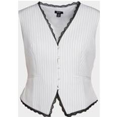 White Vests Nasty Gal Plus Tailored Lace Hem Waistcoat - Ivory