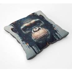 Warren Reed Gorilla Face Splashart Floor Cushion - - Large Chair Cushions Brown