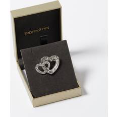 Silver Broscher Jon Richard Interlink Crystal Heart Brooch - Silver
