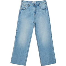 Stradivarius D96 Cropped Straight-Fit Jeans - Blue Denim