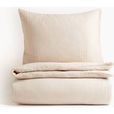 H&M Enkelt Påslakanset Muslin 150x200 50x60 Påslakan Beige (200x150cm)