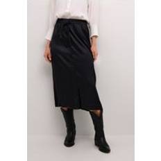 Cream Skirts Cream Crviria Below Knee Length Satin Skirt Plain - Black