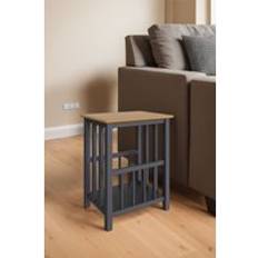 Grey Newspaper Racks Fwstyle Solid Oak Magazine Table Graphite Blue Painted Finish One Size Newspaper Rack