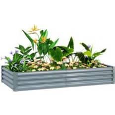 Steel Raised Garden Beds OutSunny Galvanised Raised Garden Bed 180 x 90 x 30 cm Silver