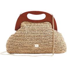 River Island Raffia Frame Clutch Bag - Beige