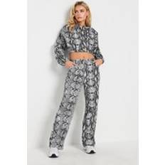 PixieGirl Petite Snake Print Straight Leg Jeans - Grey