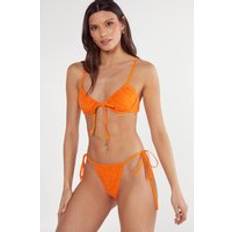 Orange Bikini Sets Nasty Gal Floral Textured Tie Front Underwire Bikini Set - Orange