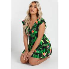 Yours Floral Print Swim Dress - Black
