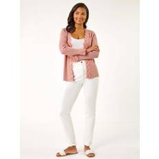 Viscose Cardigans Roman Lace Trim Knit Cardigan - Pink