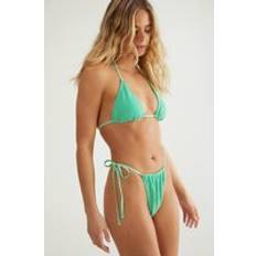 Green - Women Bikini Sets Nasty Gal Ribbed Triangle Tie Side Bikini Set - Green