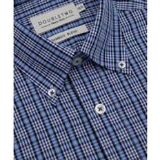 Bamboo Shirts Double Two Blue Button Down Collar Bamboo Check Shirt - Blue