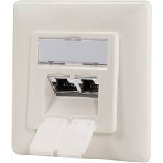LogiLink Strömbrytare & Eluttag LogiLink Cat.6A Nätverksuttag UP2x RJ45 Skärmad Ren Vit