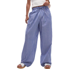 Topshop Poplin Pull On Wide Leg Trouser - Dark Blue