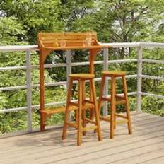 Brown - Wood Outdoor Bar Sets Berkfield Home 3 Piece Balcony Solid Wood Acacia - Brown - One Size Outdoor Bar Set