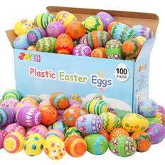 Blue Easter Decorations Joyin 2.4 Inch Printed Plastic Egg Shells 100 Piece Egg Set Easter Decoration