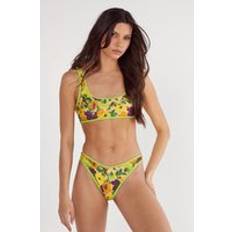 Green - Women Bikini Sets Nasty Gal Floral Contrast Binding Crop Bikini Set - Green
