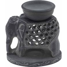 Grey Oil Lamps Ancient Wisdom Soapstone Burner 10.5cm Standing Elephant Grey One Size Oil Lamp