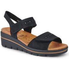 Black Heeled Sandals Pavers Grippy Wedge-Heeled Sandals - Black