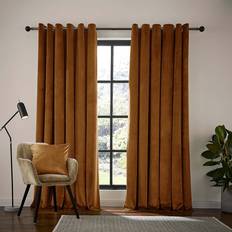 Dunelm Recycled Velour Eyelet Curtains Toffee 168x162cm