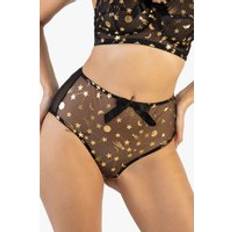 Gold Knickers Playful Promises Solar Black And Gold Cosmic Print High Waist Brief - 12