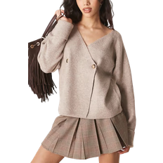 ASOS Double Breasted Wrap Front Cardigan - Mocha