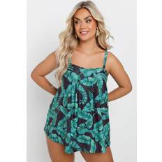 Black Tankinis Yours Leaf Print Tankini Top - Green