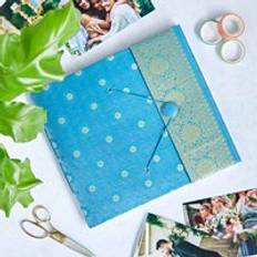 Photo Albums Paper High Large Sari Fabric Photo Album Blue One Size