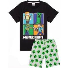 Green Night Garments Minecraft Short Sleeve Short Leg Pyjama Set - Black