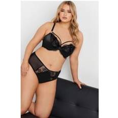 Satin Knickers Yours Lace Detail Satin Briefs - Black