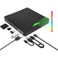 Optical Drives OrcoW External CD DVD Drive with 2 USB Ports and 1 TF 1 SD Card Slots