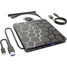 Optical Drives Tauoh External DVD RW Drive 7 In 1 Interface Slim CD Writer Burner