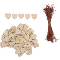 Wood Christmas Tree Ornaments Neoglint 100 Pcs Lovely Heart Shaped DIY Craft Hanging Decoration Christmas Tree Ornament