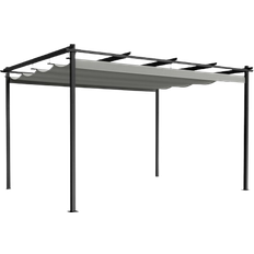 Pergola with retractable roof VonHaus Pergola with Retractable Roof 3m x 4m Matte Black 3x4 m