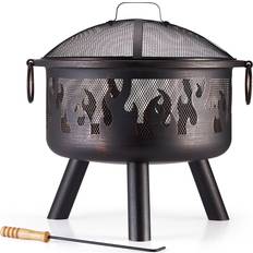 Portable firepit VonHaus Round Flame Fire Pit Black