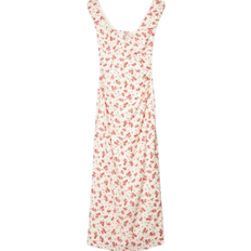 Bershka Milkmaid Maxi Dress - Ecru/Red Floral