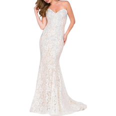 Jovani Fitted Strapless Lace Formal Dress - Ivory