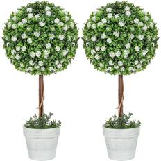 White Artificial Plants Homcom Set of 2 Plants 60cm White Artificial Plant 2pcs