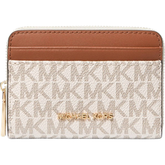 Michael Kors Jet Set Small Signature Logo Zip Around Card Case - Vanilla/Acorn