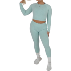 Miss On Cute Ribbed Seamless Tights - Light Blue