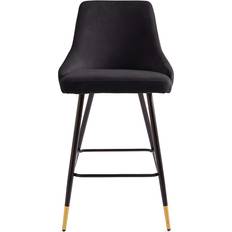 Dunelm Ariana Bar Velvet Black Seating Stool 96cm