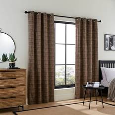 Checkered Curtains & Accessories Dunelm Zadie Blackout Eyelet Curtains - Chocolate 228x228cm
