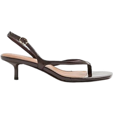 Rubber - Women Heeled Sandals River Island Womens Thong Kitten Heeled Sandals - Dark Brown
