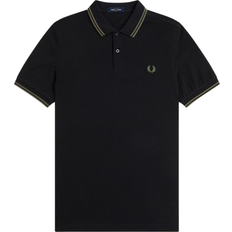 Mens fred perry polo shirt Fred Perry Mens Twin Tipped Polo Shirt - Black/Laurel Wreath Green