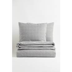 Flonel H&M Dobbelt Sengesæt i Flonel 240x220 60x70 Dynebetræk Grå (240x220cm)