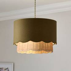 Rattan Lamp Parts Dunelm Sofia Round Rattan Scalloped Lamp - Olive Shade ∅ 35cm