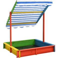 vidaXL Sandbox with Adjustable Roof Fir Multicolour UV50