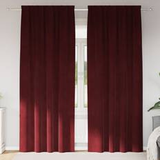 Röda Gardinlängder vidaXL Blackout Curtains with Top Tape 2 pcs Wine Red Velvet