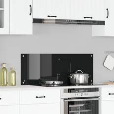vidaXL Kök Backsplash Svart 110x40x0,6 cm Härdat Glas Stänkskydd