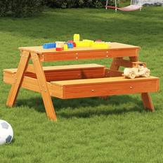 Barnmöbler Utemöbler vidaXL Picknickbord För Barn Vaxad Brun 88x97x52 cm Massiv Furu